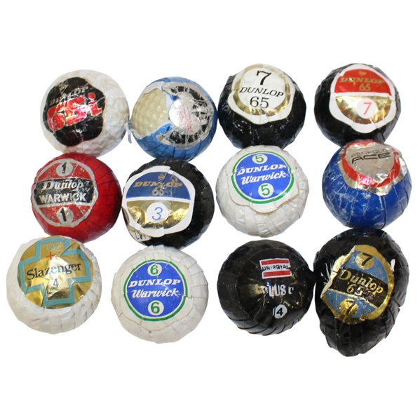 Dozen Assorted Individually Wrapped Golf Balls - Dunlop, Slazenger, Uniroyal