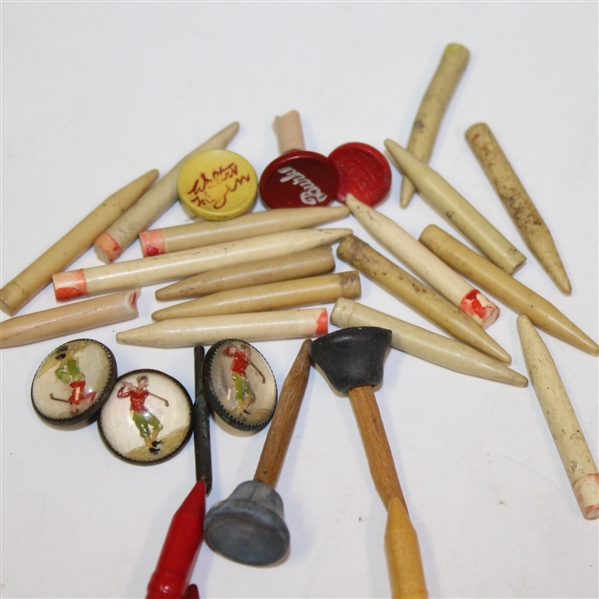 Assorted Vintage Golf Tees - 8 Tees Including Two Coca-Cola Tees