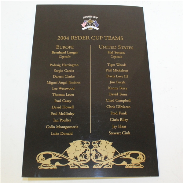 2004 Ryder Cup Gala Program and Dinner Menu