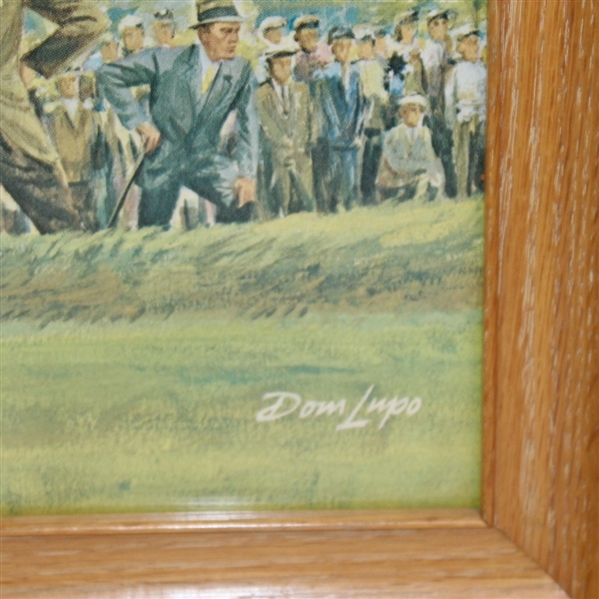 Dom Lupo Wood Framed Art Piece - Bobby Jones Post Swing in Blue Shirt