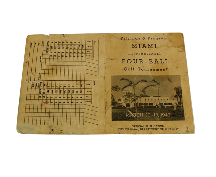 1949 Miami International Four-Ball Tournament Pairings and Program - Middlecoff and Ferrier