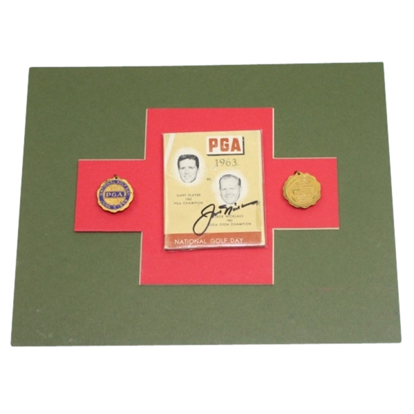 Jack Nicklaus Signed 1963 National Golf Day Booklet Plus Two Golf Day Medals ('58 & '59) JSA ALOA