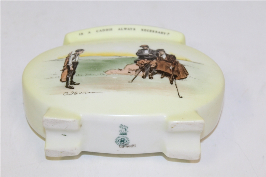 Early 1900's Royal Doulton Golf Vessel Is A Caddie Always Necessary?
