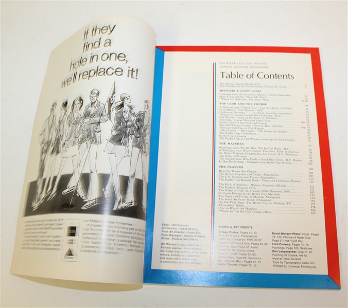 1971 The Ryder Cup at Old Warson Country Club Program