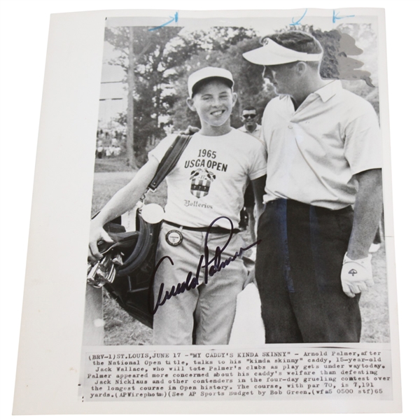 Arnold Palmer Signed June 18, 1965 Sun Times Wire Photo JSA ALOA