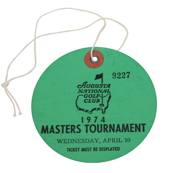 1974 Masters Tournament Wednesday Ticket #9227