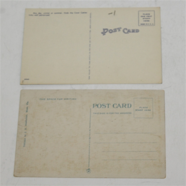 Two Vintage Coral Gables Golf Links Postcards - Sarazen Tearing Off & On the 1st Tee