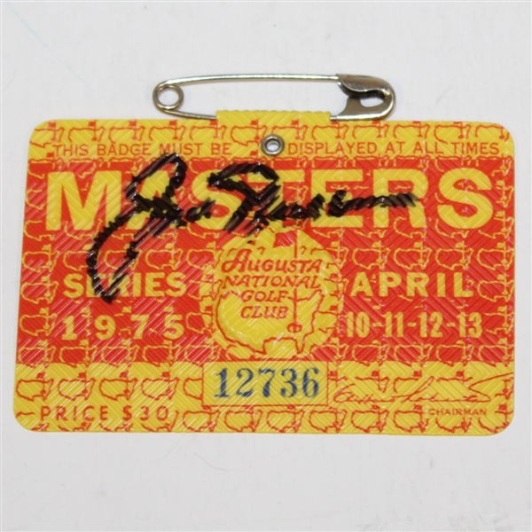 Jack Nicklaus Signed 1975 Masters Series Badge #12736 JSA ALOA