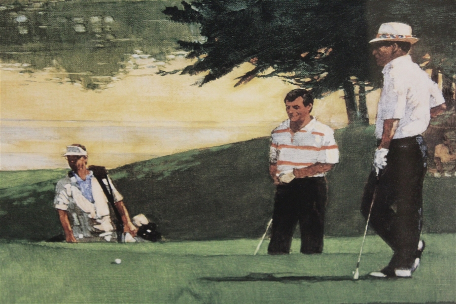 Arnold Palmer, Jack Nicklaus, Fuzzy Zoeller, and Chi Chi On the Green Print - Framed