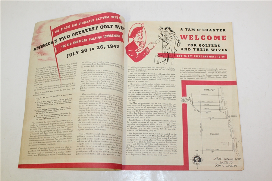 1942 National Open & All-American Amateur Golfer Invitation Pamphlet - Seldom Seen - Roth Collection