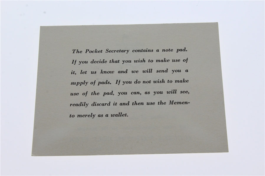 Ben Hogan's Personal 1963 Masters Gift Pocket Secretary-Stamped Ben Hogan W/Gift Card