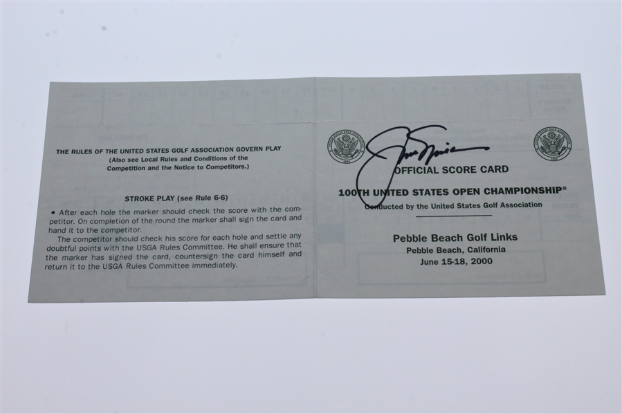 Jack Nicklaus Signed 2000 US Open at Pebble Beach Scorecard with Piece of Fence (letter) JSA ALOA