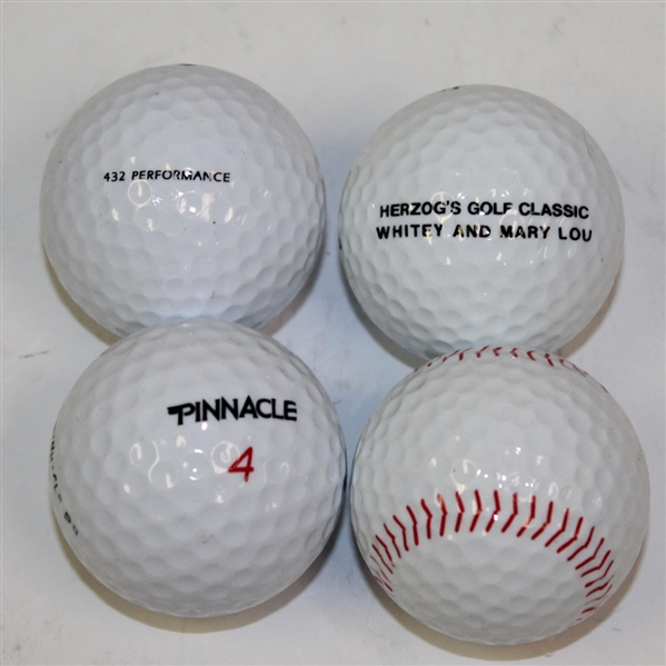Four Baseball Themed Golf Balls Including Major League Baseball Players Alumni