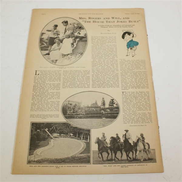 1926 Kansas City Star Magazine with Article on Bobby Jones