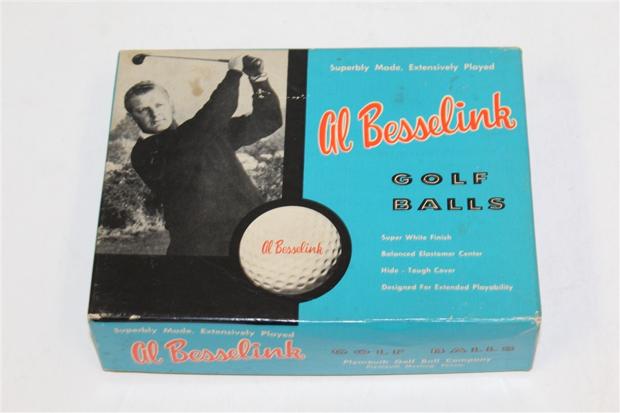 Al Besselink Golf Ball Box, Dunlop Box with 3 Sleeves, Tony Lema Sleeve, & Two Dunlop Golf Balls