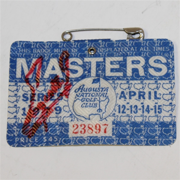 Fuzzy Zoeller Signed 1979 Masters Series Badge #23897 JSA ALOA