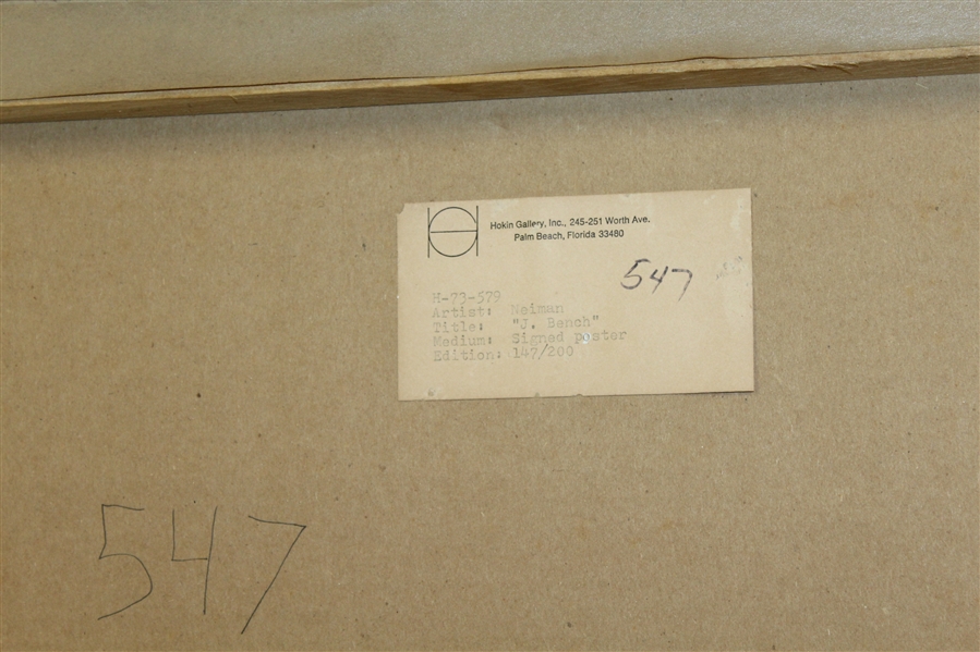 LeRoy Neiman Signed 1970 Johnny Bench Ltd Ed #147/200 - Framed JSA ALOA