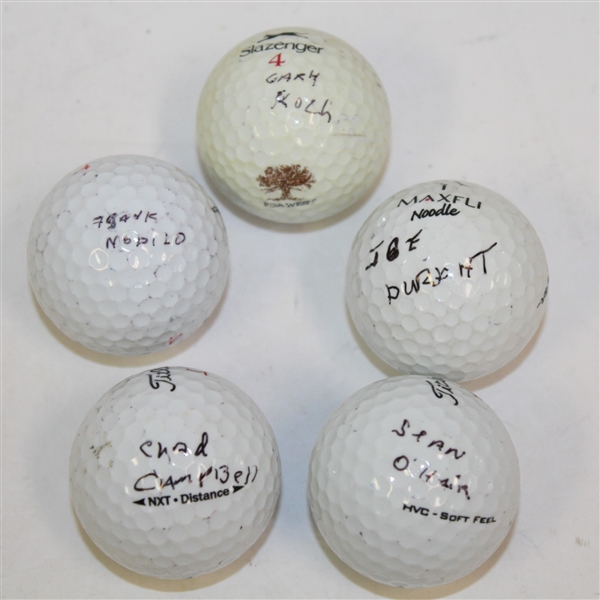 Lot of Five Signed Golf Balls - Campbell, Durant, Koch, O'Hair, & Nobilo JSA ALOA