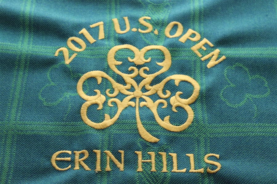 2017 US Open at Erin Hills Ltd Ed Irish National Fabric/Leather Tartan Flag