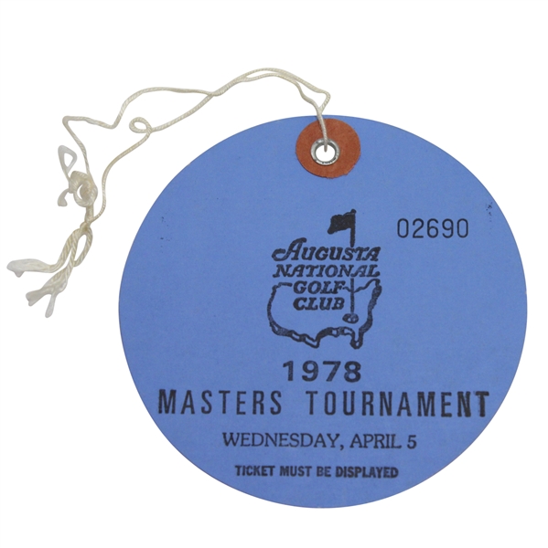 1978 Masters Tournament Wednesday Par 3 Day Ticket #02690