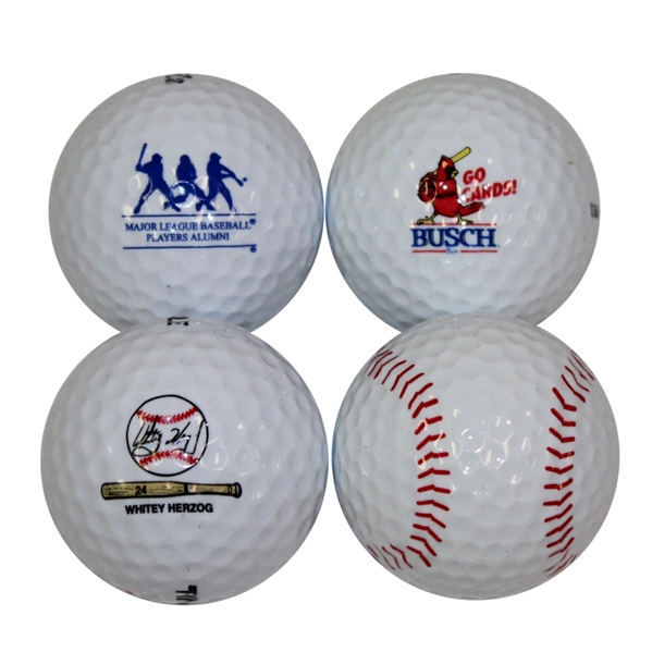 Four Baseball Themed Golf Balls Including Major League Baseball Players Alumni