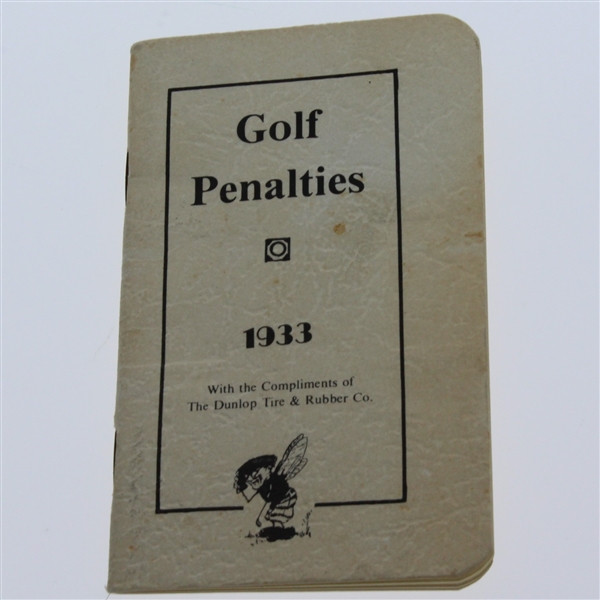 1933 Golf Penalties Booklet - Compliments of Dunlop Tire & Rubber Co.