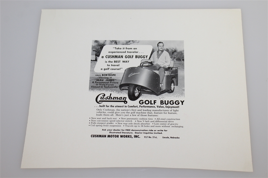 Ben Hogan's Personal Vintage Cushman Golf Buggy Advertisements
