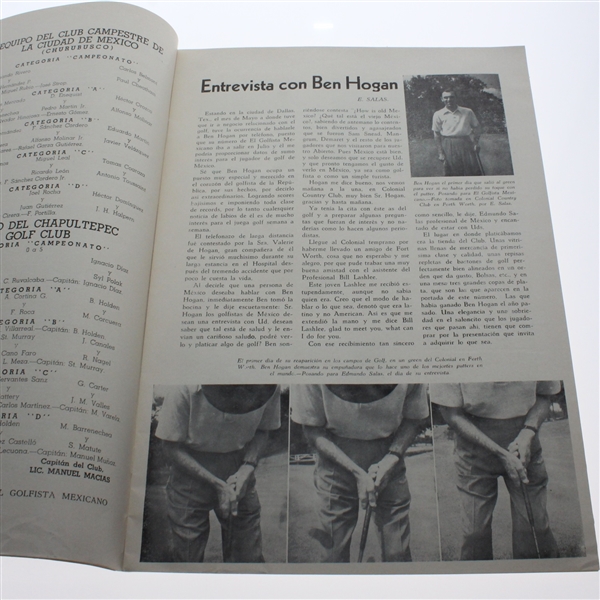 Personal Copy Ben Hogan Signed 'El Golfista Mexicano' Magazine July 1949-Seldom Seen!- JSA ALOA