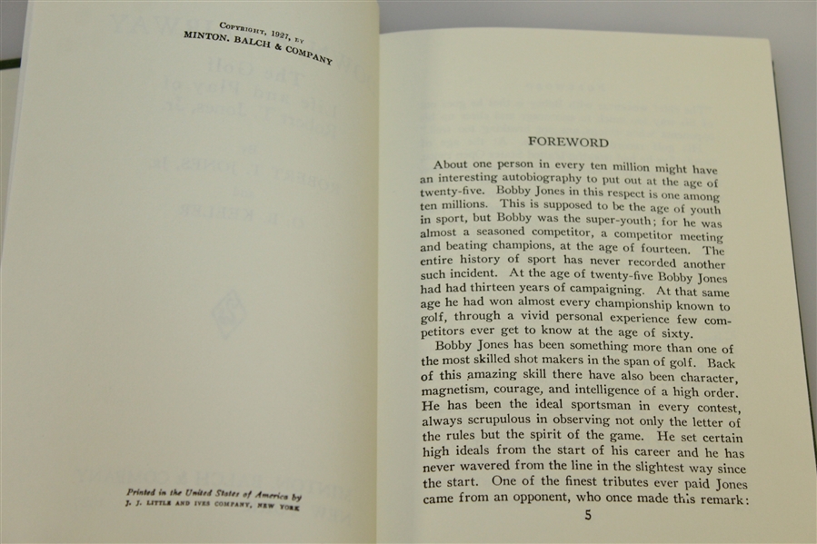 Ben Hogan's Personal Copy of 1927 'Down the Fairway' by Jones and Keeler