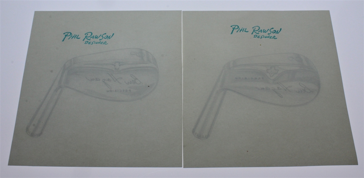  4 Original Ben Hogan Club Blade Design Sketches by Phil Rawson