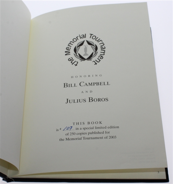 2003 Memorial Tournament Ltd Ed Book Honoring Bill Campbell and Julius Boros #107/250