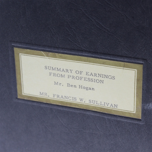 Ben Hogan's 1956 Summary of Professional Earnings - In-depth Document/Publication