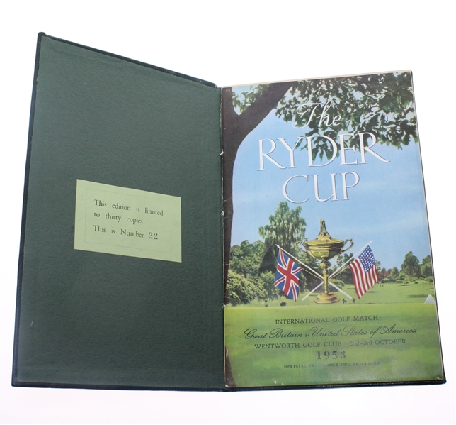 1953 Ryder Cup Ltd Ed Hard Bound Program #22/30 Purported to be Henry Cotton's