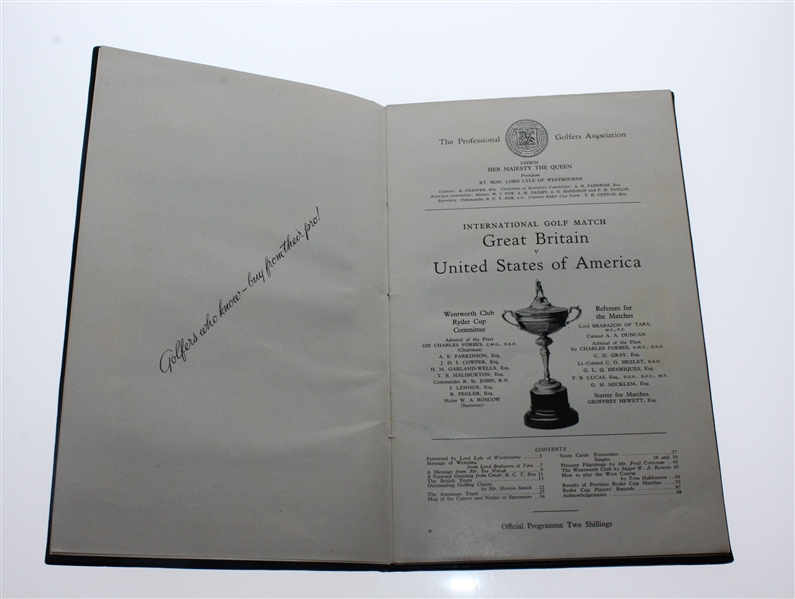 1953 Ryder Cup Ltd Ed Hard Bound Program #22/30 Purported to be Henry Cotton's