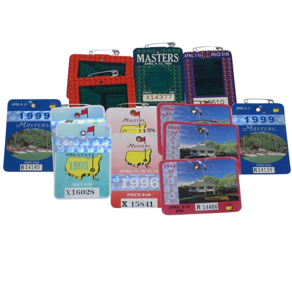 Thirteen Masters Series Badges - 1992-1996, 1998, & 1999