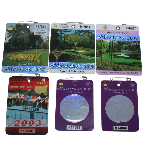 Six Masters Series Badges - 2000 (x2), 2003, 2007-2009