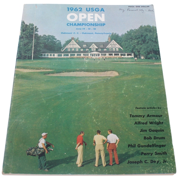 1962 US Open at Oakmont Country Club Program - Nicklaus Win