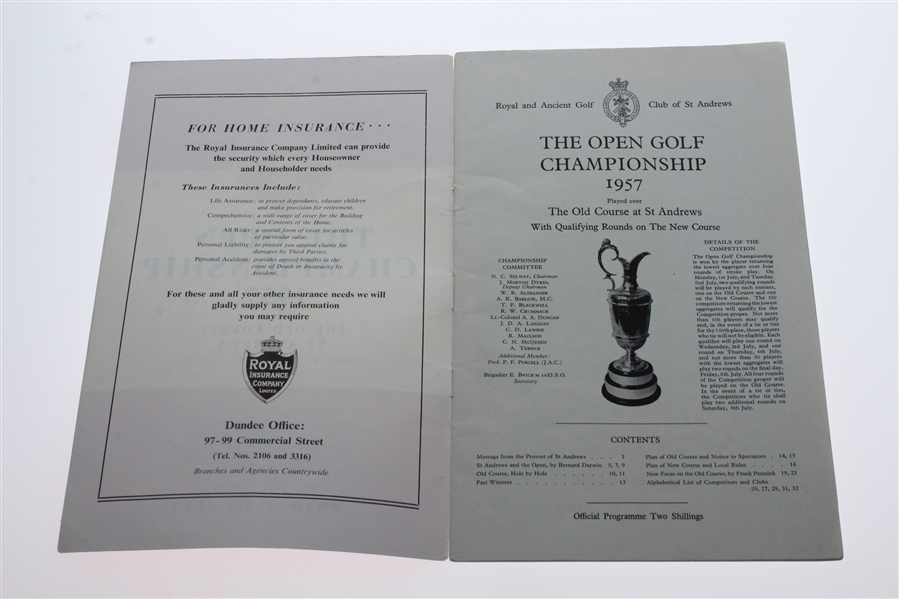 1957 Open Championship at St. Andrews Program - Monday - Bobby Locke Winner