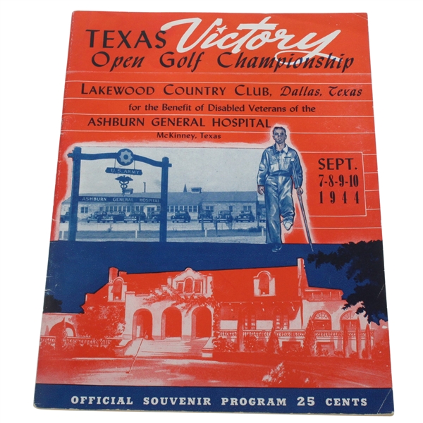 1944 Texas Victory Open Golf Championship at Lakewood CC Program - Byron Nelson Winner