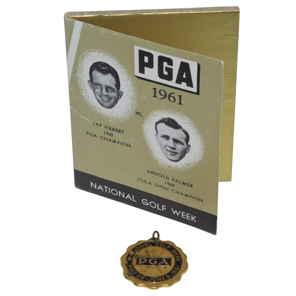 1961 Arnold Palmer vs Jay Hebert PGA National Golf Week Medal and Booklet