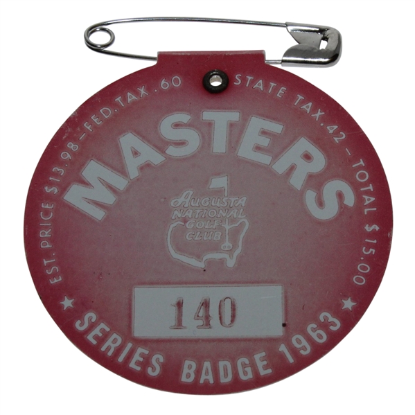 1963 Masters Tournament Badge #140 - Jack Nicklaus Winner - Low Number!
