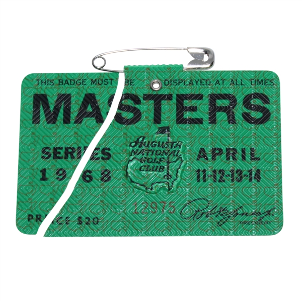 1968 Masters Tournament Badge #12975 - Bob Goalby Winner - Damaged