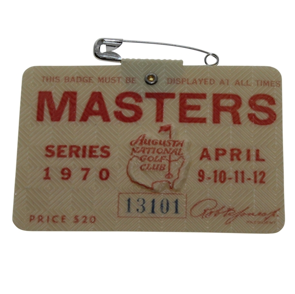 1970 Masters Tournament Badge #13101 - Billy Casper Winner