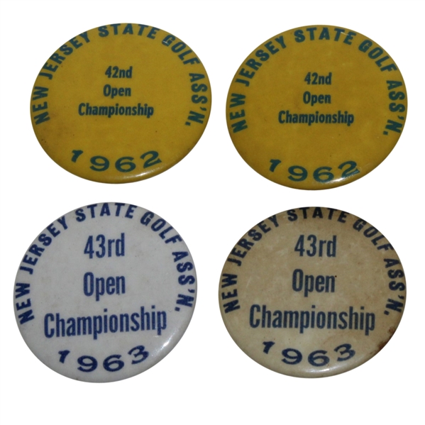 New Jersey State Golf Assoc. Open Championship Pins - 1962 (x2) & 1963 (x2)