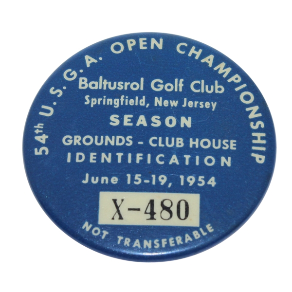 1954 US Open at Baltusrol Season Grounds-Clubhouse ID Pin #X-480 - Ed Furgol Winner