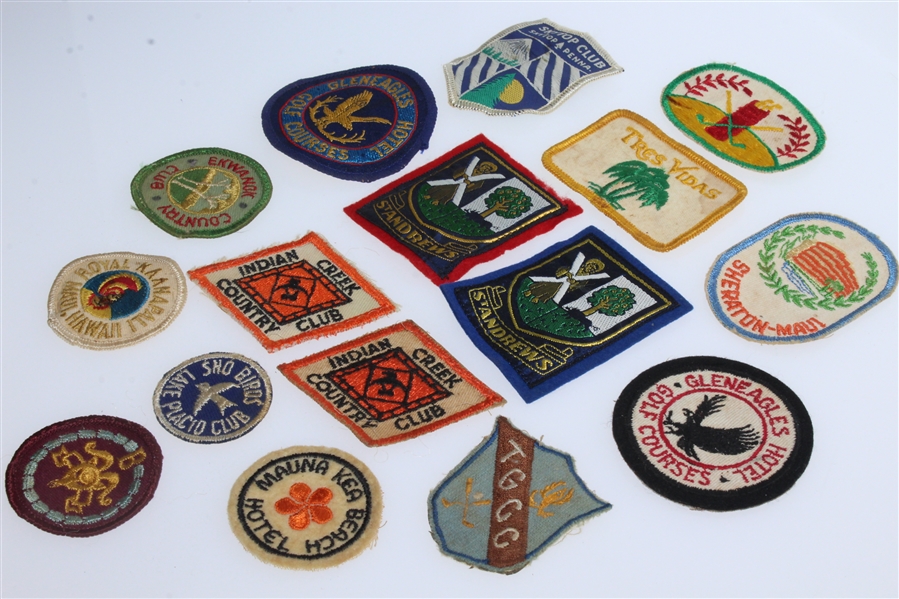 Sixteen Golf Course Patches Including St. Andrews, Gleneagles, and Others