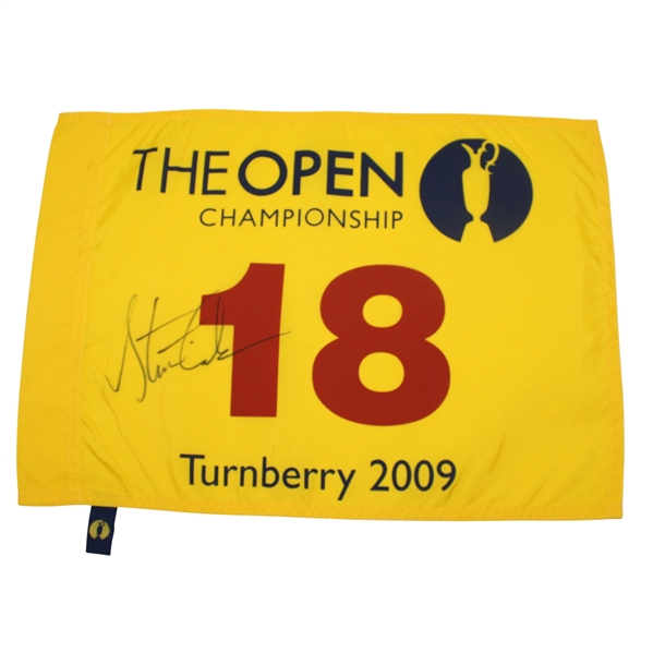 Stewart Cink Signed 2009 Open Championship at Turnberry Flag JSA ALOA