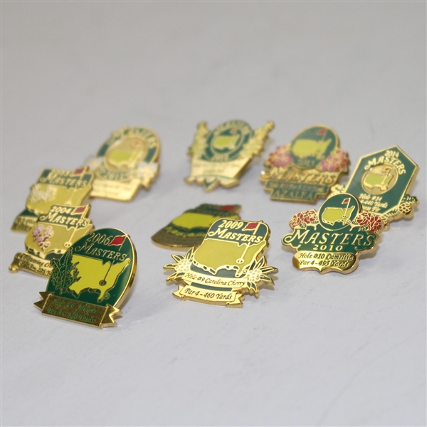 Lot of Ten Masters Commemorative Pins - 2003, 2004, 2006, & 2008-2014