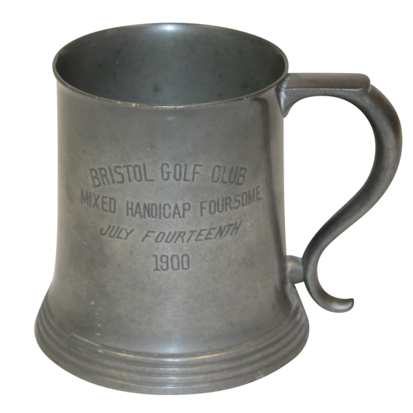 1900 Bristol Golf Club Mixed Handicap Foursome Pewter Tankard - July 14th - Roth Collection