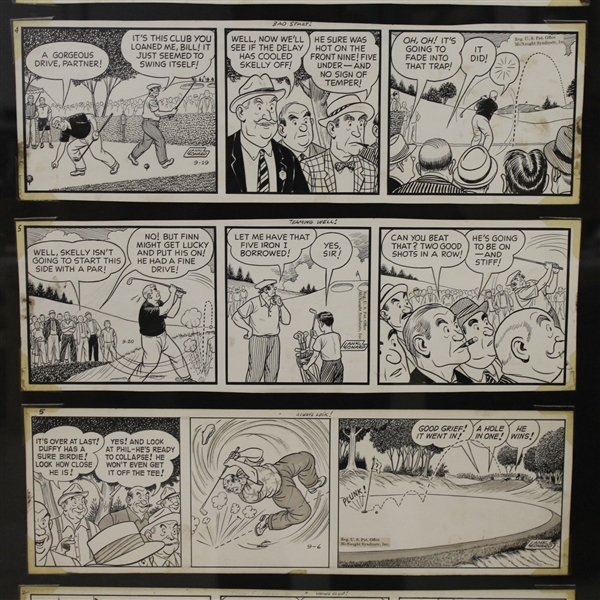 Vintage Golf Art Comic Strip - 11 Strips - Framed